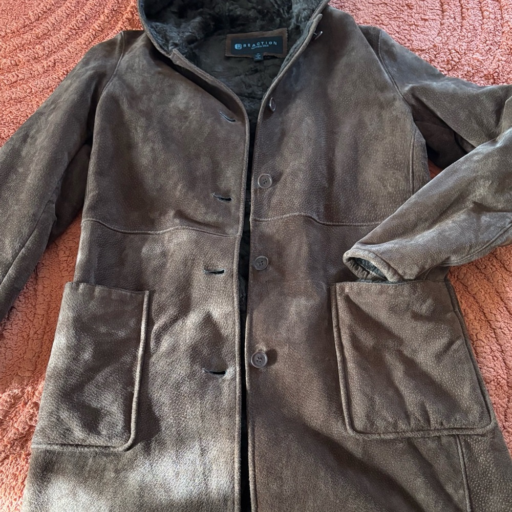 Kenneth Cole Chocolate Brown Women's suede Trench Coat